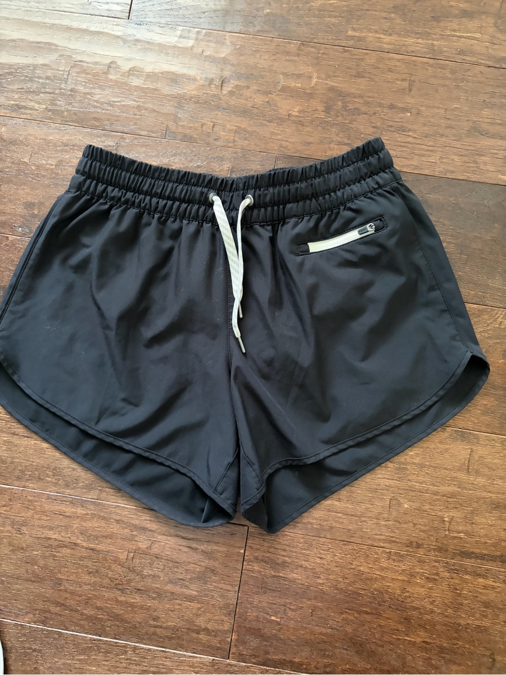Vuori Black Athletic Shorts with White Drawstring
